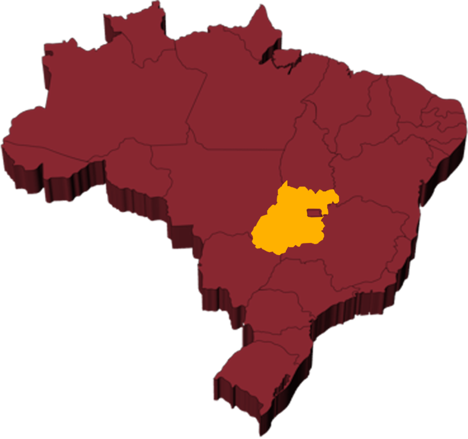 Mapa do Brasil com o estado de Goiás em destaque